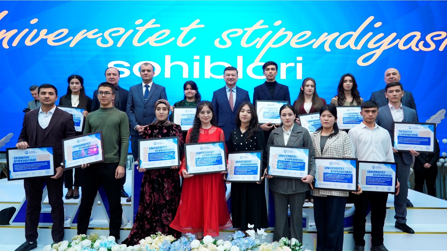 University scholarship recipients group photo